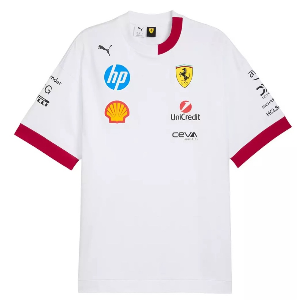 Puma Ferrari White T-Shirt with Red Details